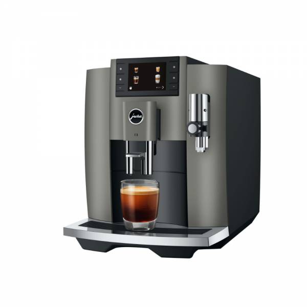 jura e8 dark inox kaffeevollautomat front abgewinkelt links